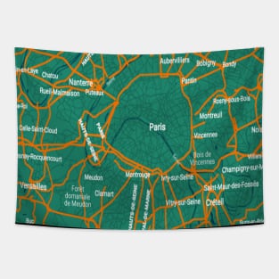 Paris green map Tapestry