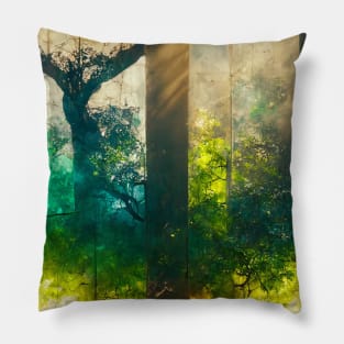 Green Stained Glass Tree Pillow