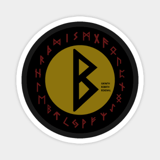 Yellow Berkana Futhark Rune Symbol Magnet