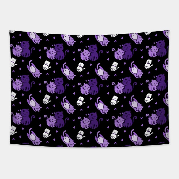 Purple Kitty Love Cats Design by Cheeky Witch Tapestry by Cheeky Witch