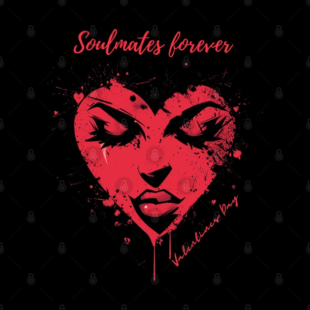 Soulmates forever. A Valentines Day Celebration Quote With Heart-Shaped Woman by DivShot 