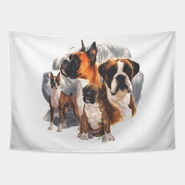 Boxer Montage Tapestry by BarbBarcikKeith