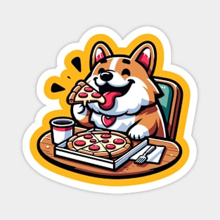 corgi eating pizza Magnet