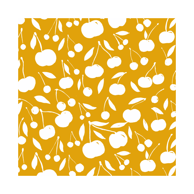 Cherries pattern - yellow ochre by wackapacka