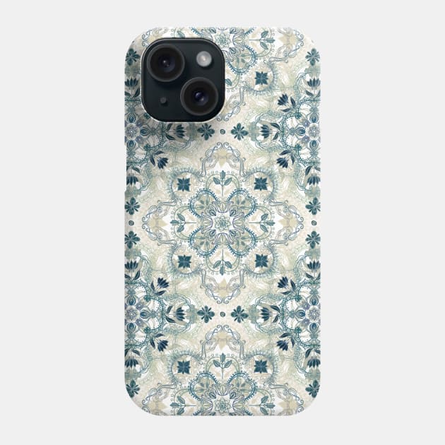 Forest Green & Neutral Taupe Detailed Lace Doodle Pattern Phone Case by micklyn