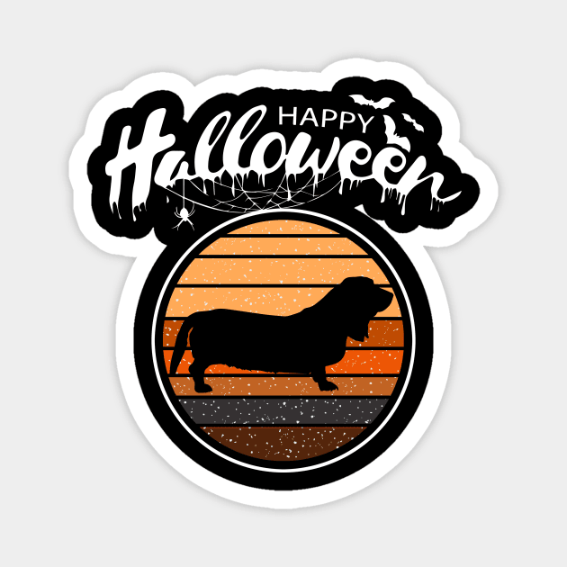 Funny Happy Halloween Beautiful Basset Hound Men Women Kids Magnet by mlleradrian