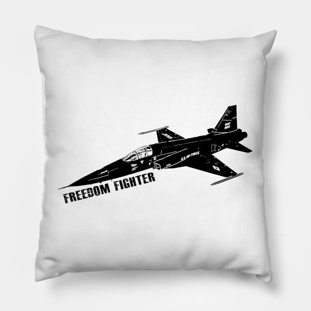 F 5 Freedom Fighter Silhouette USAF Jet Pillow by DesignedForFlight