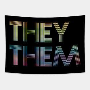 Rainbow Pronouns They/Them Tapestry