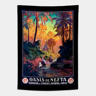 Oasis in Nefta, Tunisia, North Africa 1925 Tourism Poster Tapestry