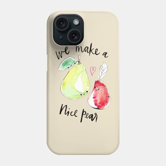 “We make a nice pear” - punny fruit in red and green Phone Case by Maddyslittlesketchbook