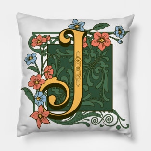 Art Nouveau Letter J, Ornamental Letter J, Art Deco Pillow
