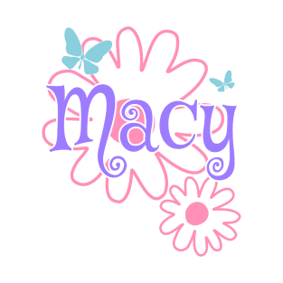 Macy Girls Name Daisy Butterflies T-Shirt