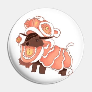 Year of the Ox in chinese new year lion costume Pin