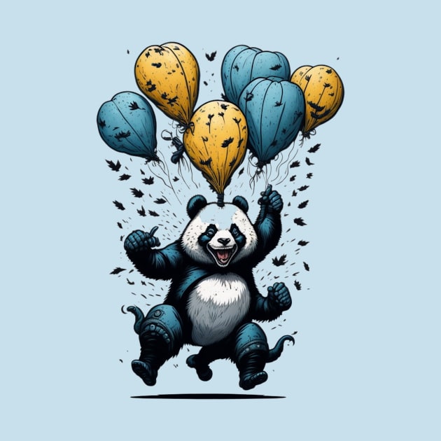 happy panda with baloons by samsamteez