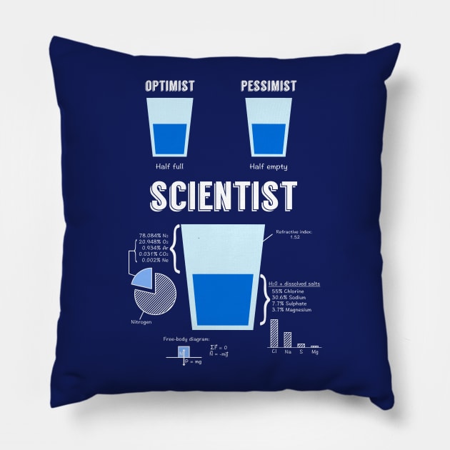 Optimist... pessimist... SCIENTIST! Pillow by Andropov