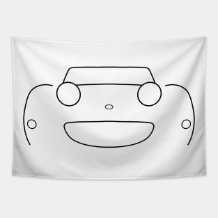 Austin-Healey "frogeye" Sprite British classic car minimalist outline graphic (black) Tapestry