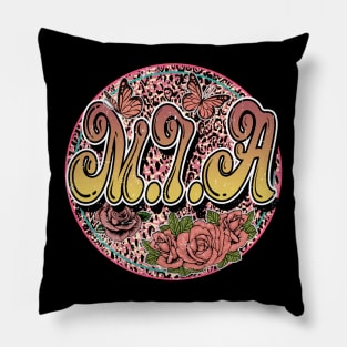 Graphic Proud M.I.A Name Flower Birthday 70s 80s 90s Vintage Styles Pillow