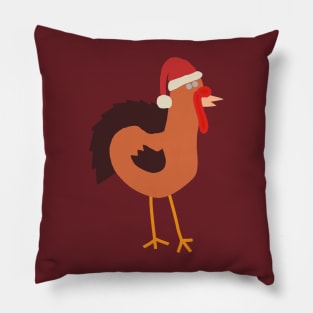 Abstract Thanksgiving Turkey in Santa Hat for Christmas Pillow