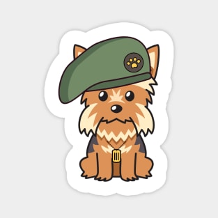 Funny Yorkshire Terrier wearing a beret Magnet