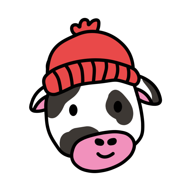 Cute cartoon dairy cow wearing a wooly hat by Captain-Jackson