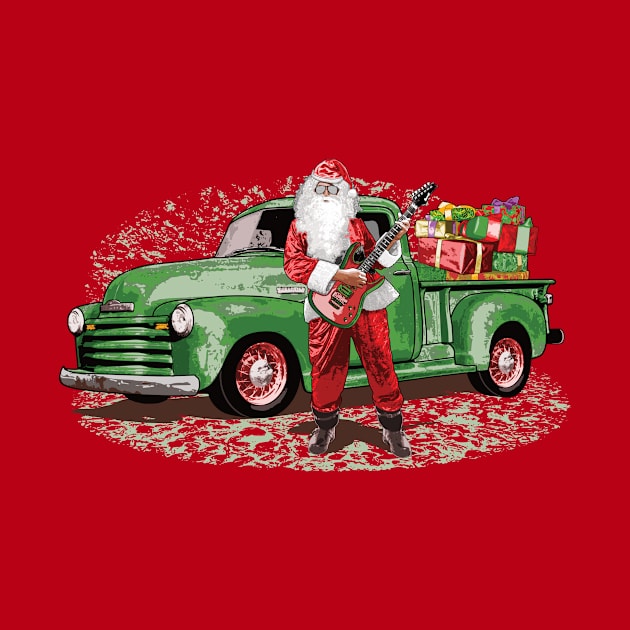 Guitar Santa Claus with Rat Rod Chevy Truck full of Presents by ZoeysGarage