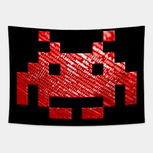 Code-Invader (Red) Tapestry