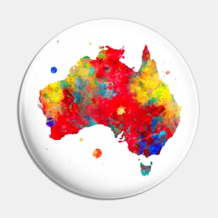 Australia Watercolor Map Painting Pin