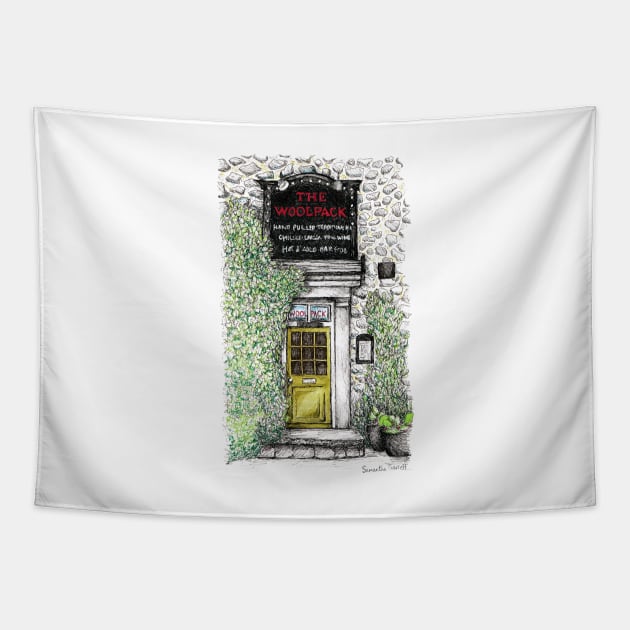 The Woolpack Pub Emmerdale Illustration Tapestry by samanthagarrett