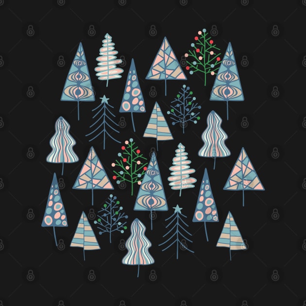 CHRISTMAS TREES Doodle Xmas Winter Hygge Holidays - UnBlink Studio by Jackie Tahara by UnBlink Studio by Jackie Tahara