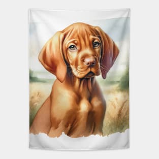 Watercolor Vizsla Puppies Painting - Cute Puppy Tapestry