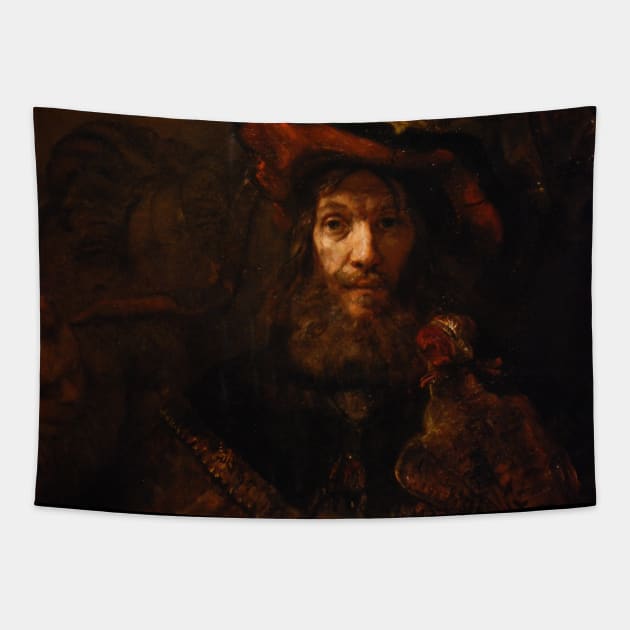 Knight with Falcon by Rembrandt Tapestry by blackroserelicsshop@gmail.com