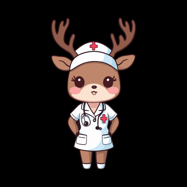 Cheerful Nurse Reindeer by Rishirt