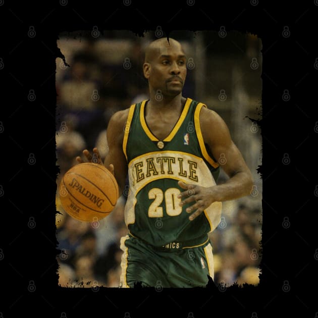 Gary Payton - Vintage Design Of Basketball by JULIAN AKBAR PROJECT