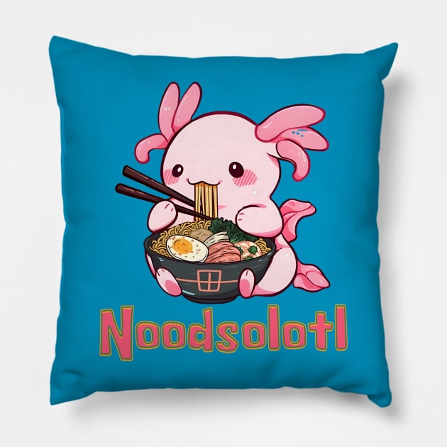 Noodsolotl Axolotl Eating Ramen Pillow by Luxinda