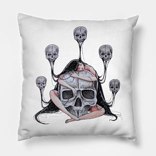 Skull girl white background Pillow