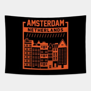 Vintage Amsterdam Netherlands City Skyline Dutch Buildings Tapestry