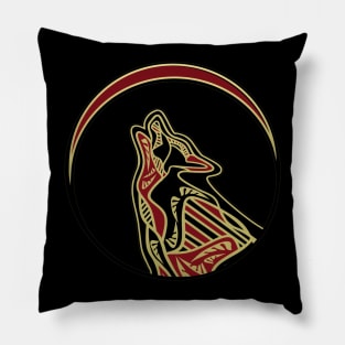 Wolf Totem In Scarlet and Gold Pillow