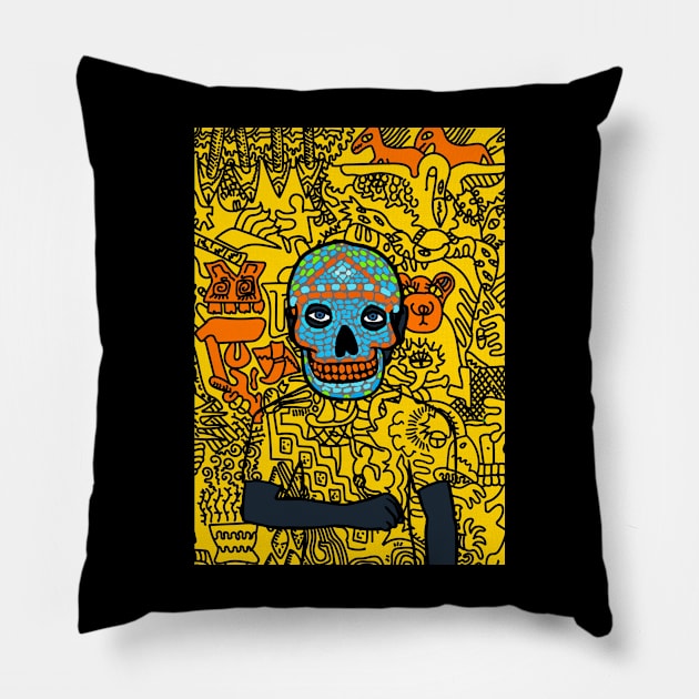 Dive into Mexican Vibes - A MaleMask NFT with MexicanEye Color and BlueItem Pillow by Hashed Art