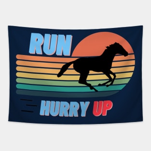 running horse in the sunset- hurry up Tapestry