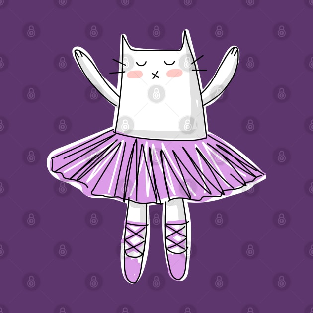 Purple Ballerina Cat by HappyCatPrints