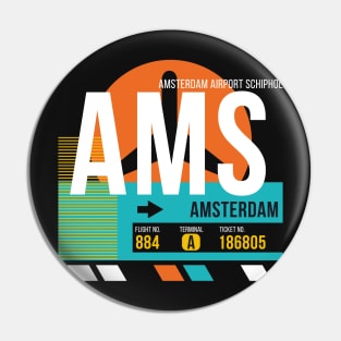 Amsterdam (AMS) Airport // Retro Sunset Baggage Tag Pin