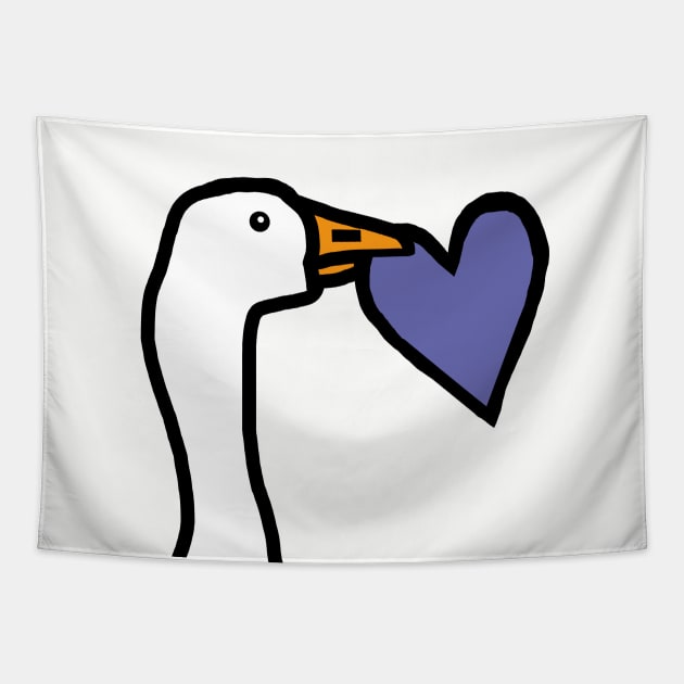 Gaming Goose Portrait Stealing Very Peri Periwinkle Valentines Day Heart Tapestry by ellenhenryart