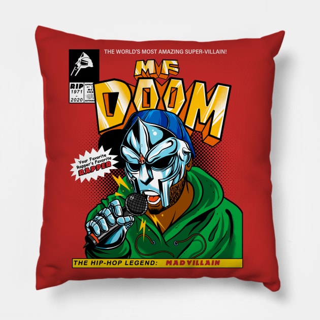 MF DOOM Comic cover (Tribute) Pillow by OniSide