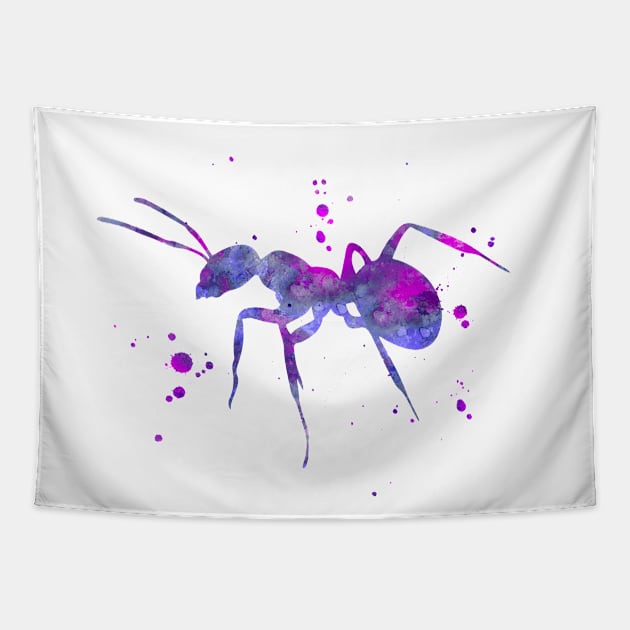 Purple Ant Watercolor Painting Tapestry by Miao Miao Design