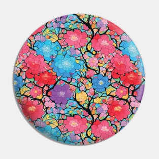 seamless tiled colorful floral trees abstract soft paint Japanese style unique Pin