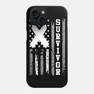 Lung Or Brain Cancer Survivor T Shirt White Ribbon Phone Case