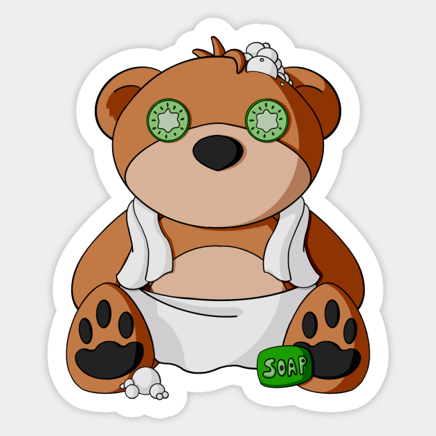 Spa Day Teddy Bear - Cucumber Slices - Sticker | TeePublic Spa Day Teddy Bear - Cucumber Slices - Sticker | TeePublic