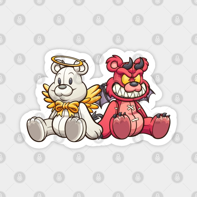 Angel and Devil Teddy Bears Magnet by memoangeles