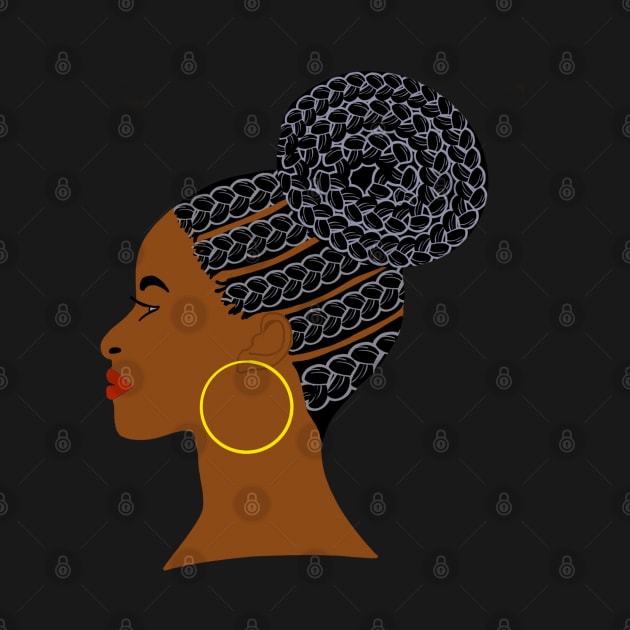 Older African American Woman Gray Hair Cornrows by blackartmattersshop