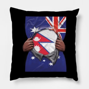 Nepal Flag Australian Flag Ripped - Gift for Nepalese From Nepal Pillow